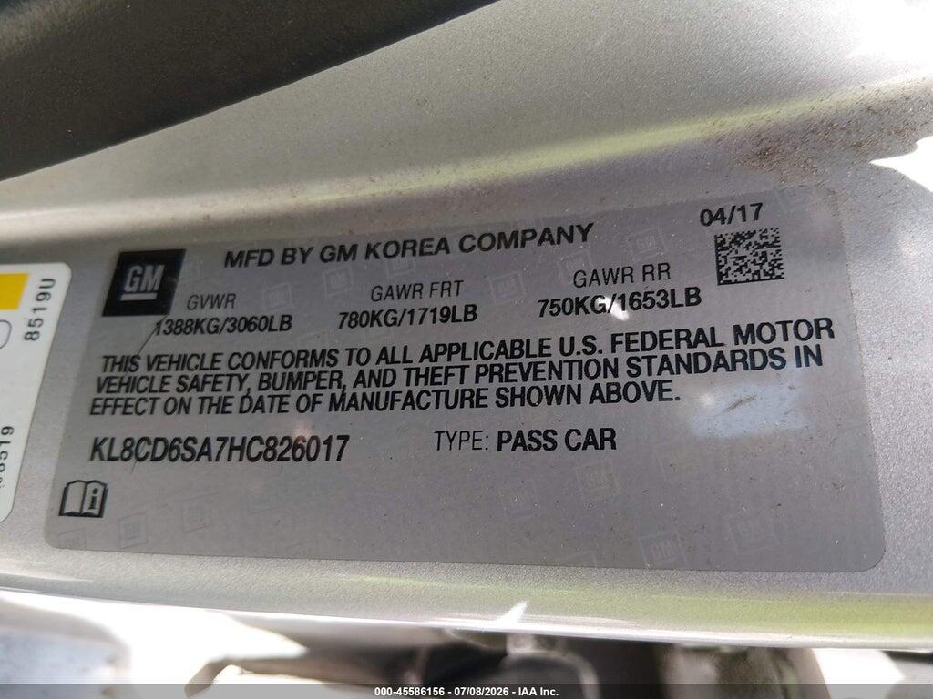 KL8CD6SA7HC826017 2017 CHEVROLET SPARK photo no. 9