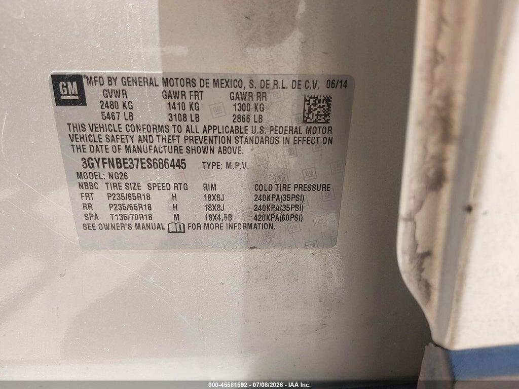 3GYFNBE37ES686445 2014 CADILLAC SRX photo no. 9