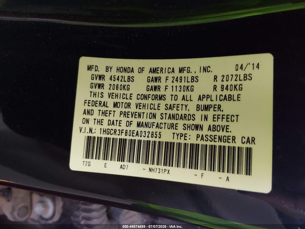 1HGCR3F80EA032855 2014 HONDA ACCORD photo no. 9