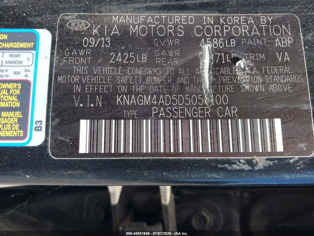 KNAGM4AD5D5056100 2013 KIA OPTIMA HYBRID photo no. 9