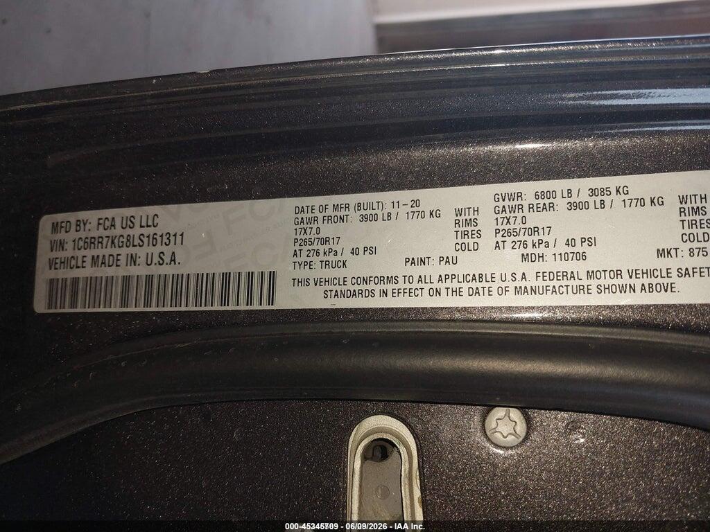 1C6RR7KG8LS161311 2020 RAM 1500 CLASSIC photo no. 9