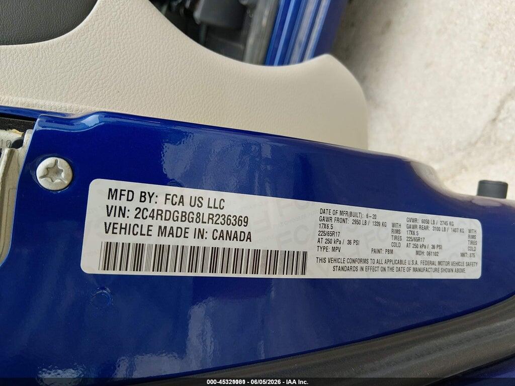 2C4RDGBG8LR236369 2020 DODGE GRAND CARAVAN photo no. 9