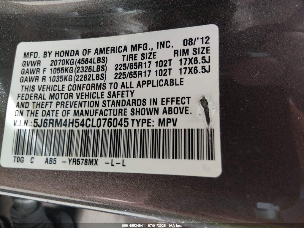 5J6RM4H54CL076045 2012 HONDA CR-V photo no. 9