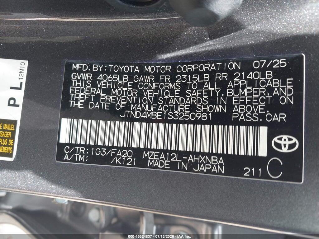 JTND4MBE1S3250981 2025 TOYOTA COROLLA photo no. 9