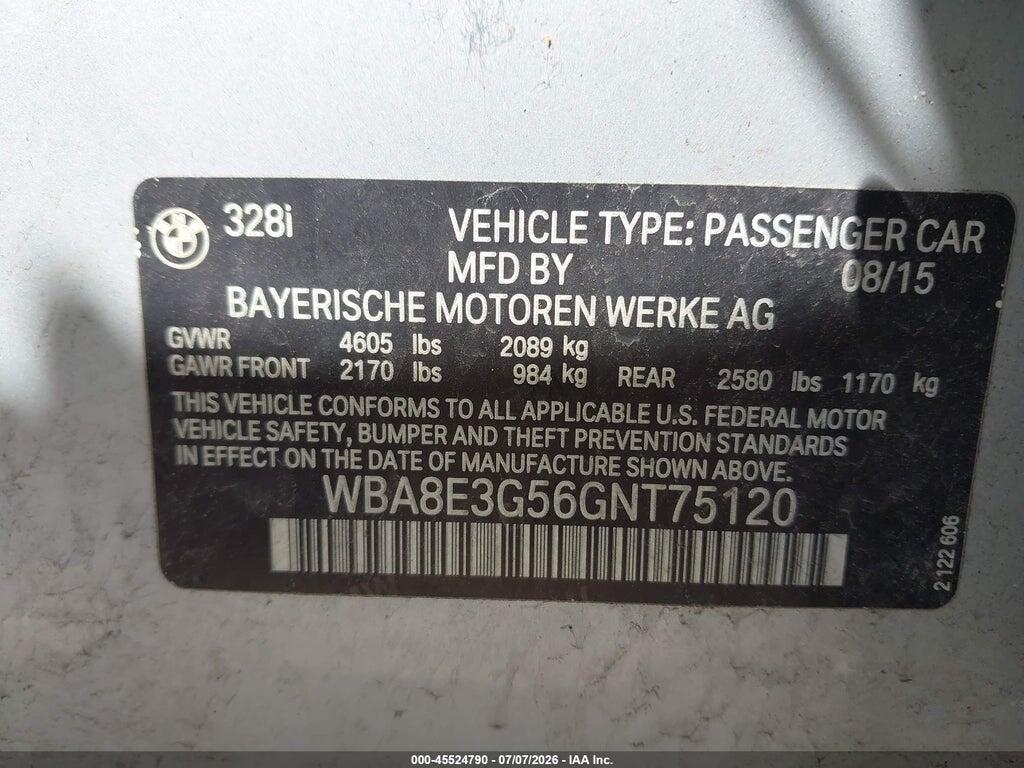 WBA8E3G56GNT75120 2016 BMW 328I photo no. 9