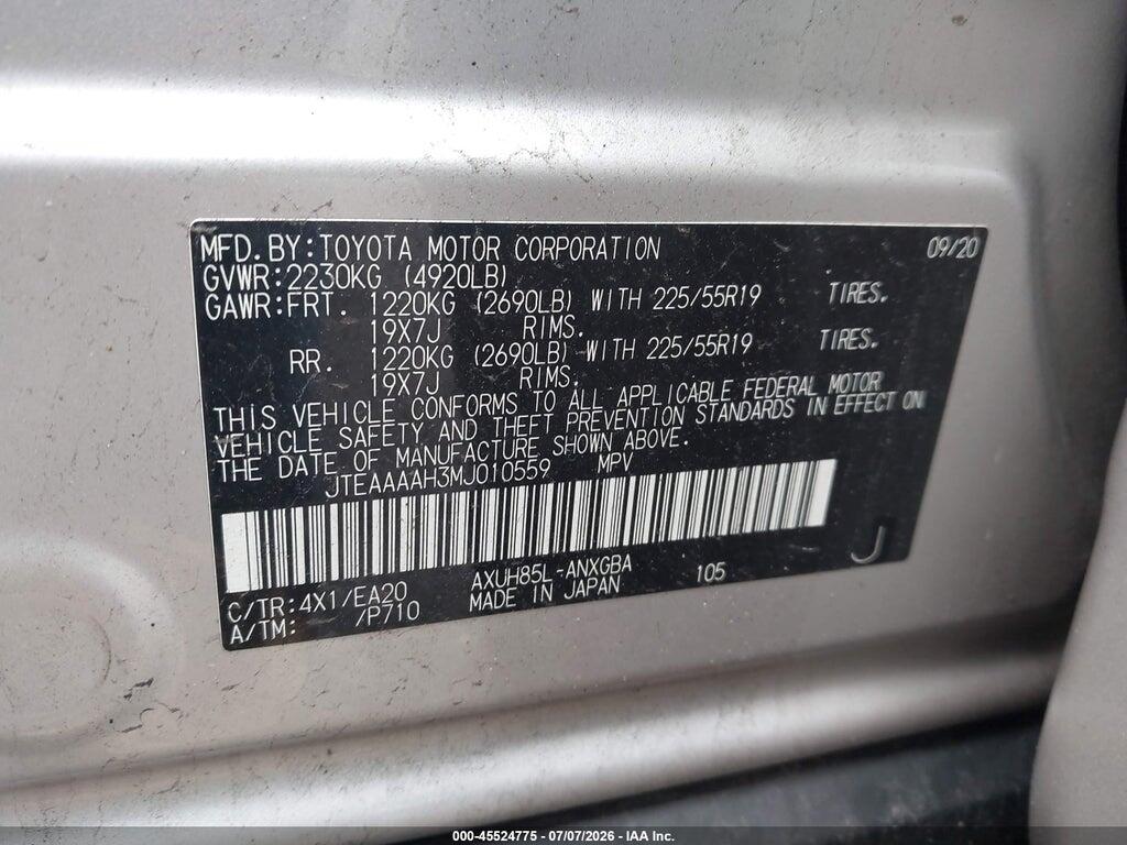 JTEAAAAH3MJ010559 2021 TOYOTA VENZA photo no. 9