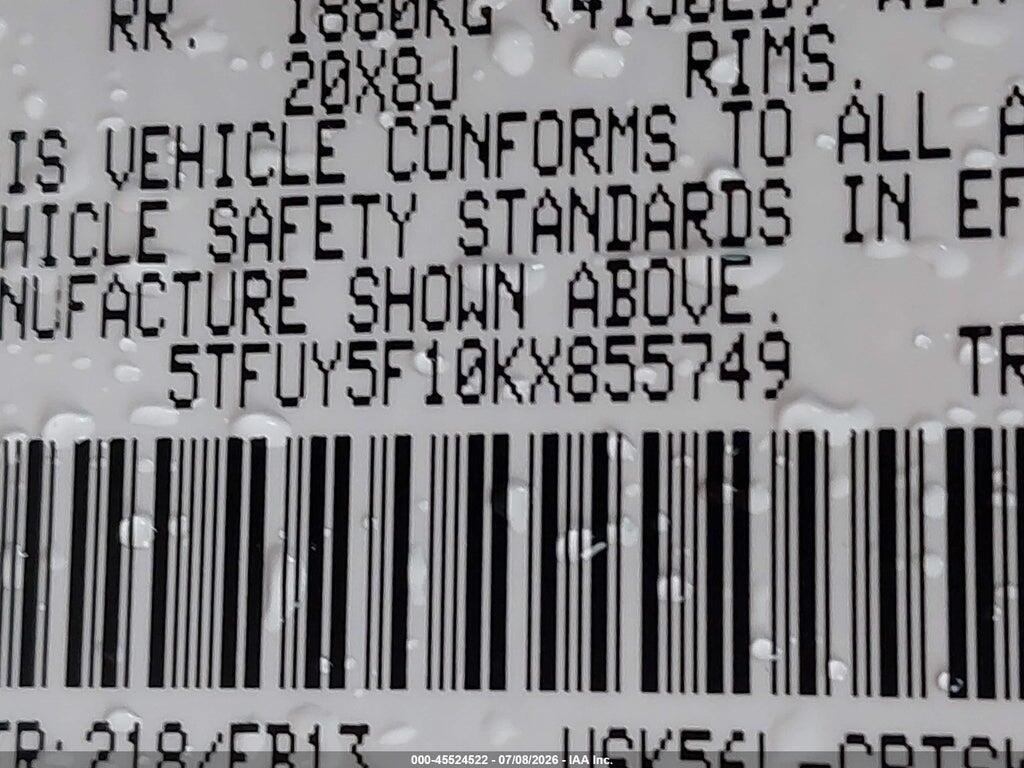 5TFUY5F10KX855749 2019 TOYOTA TUNDRA photo no. 9