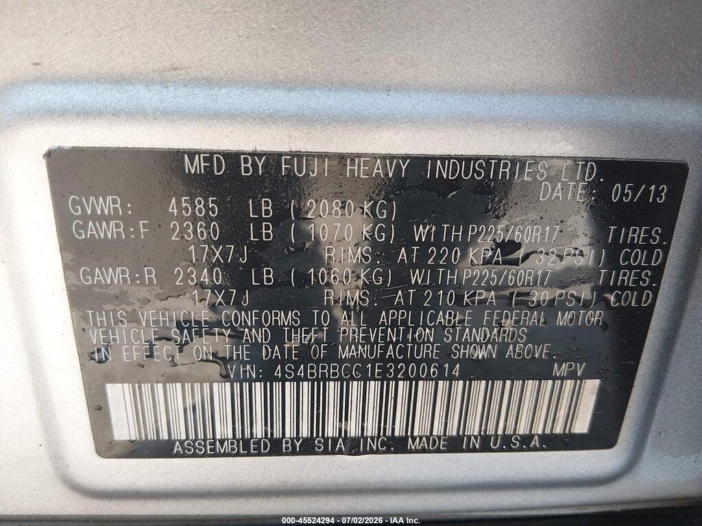 4S4BRBCC1E3200614 2014 SUBARU OUTBACK photo no. 9