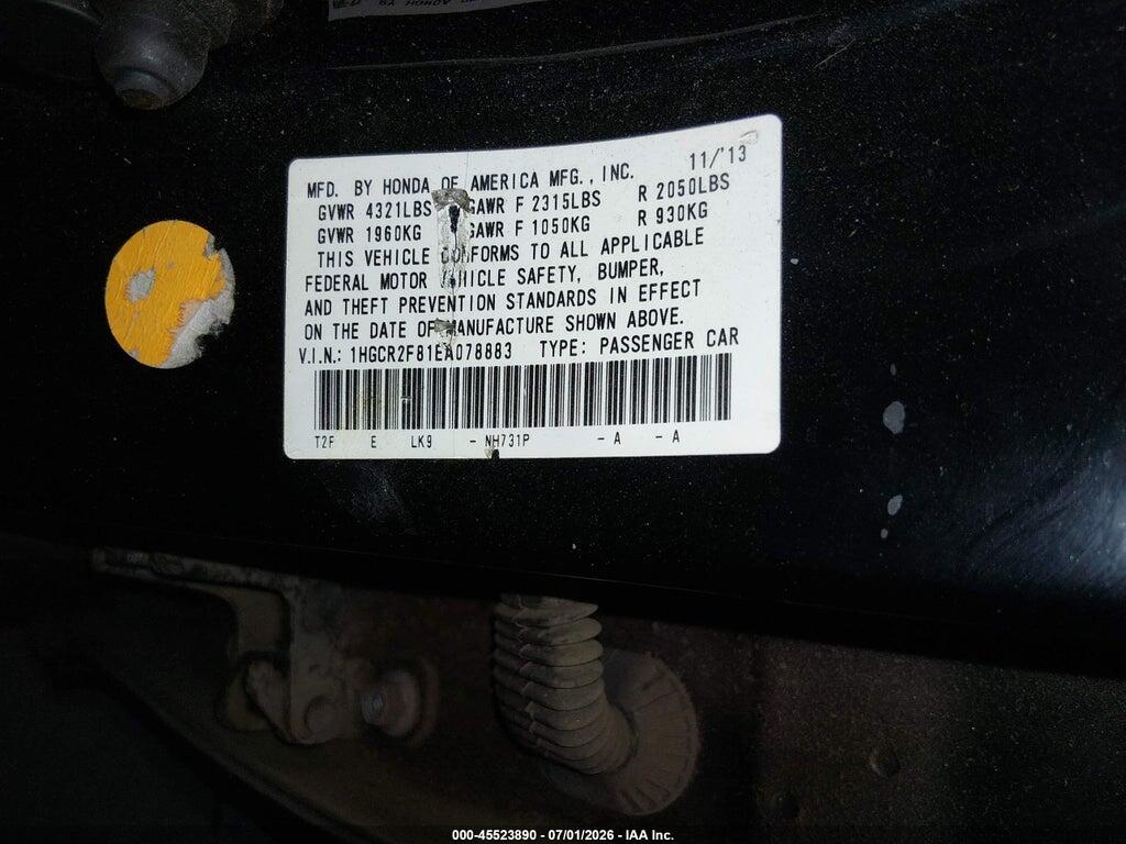 1HGCR2F81EA078883 2014 HONDA ACCORD photo no. 9