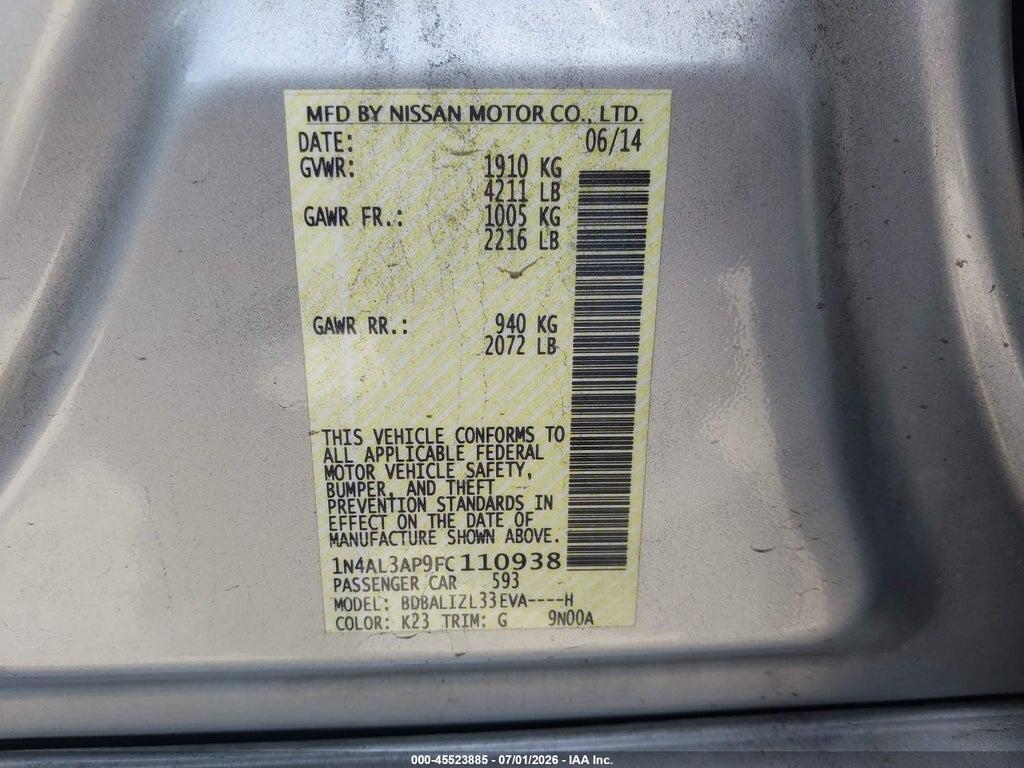 1N4AL3AP9FC110938 2015 NISSAN ALTIMA photo no. 9