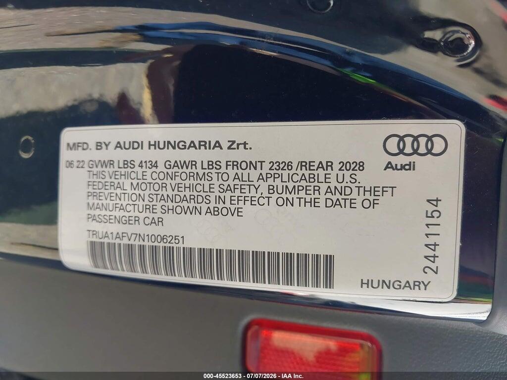 TRUA1AFV7N1006251 2022 AUDI TTS photo no. 9