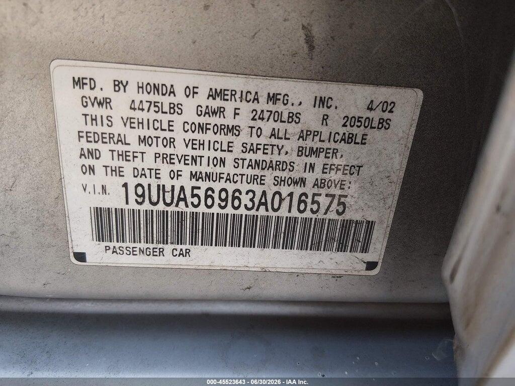 19UUA56963A016575 2003 ACURA TL photo no. 9