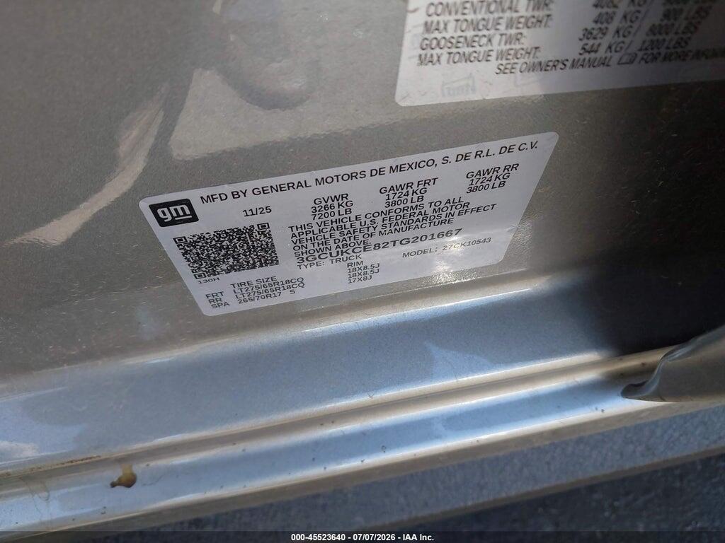 3GCUKCE82TG201667 2026 CHEVROLET SILVERADO 1500 photo no. 9