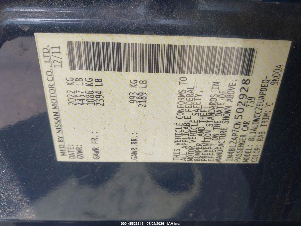 1N4BL2AP7CN502928 2012 NISSAN ALTIMA photo no. 9