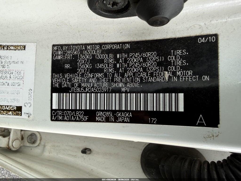 JTEBU5JR2A5023917 2010 TOYOTA 4RUNNER photo no. 9