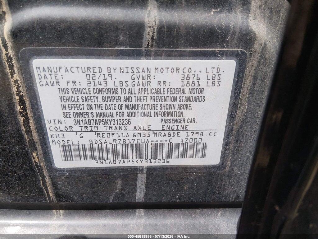 3N1AB7AP5KY313236 2019 NISSAN SENTRA photo no. 9