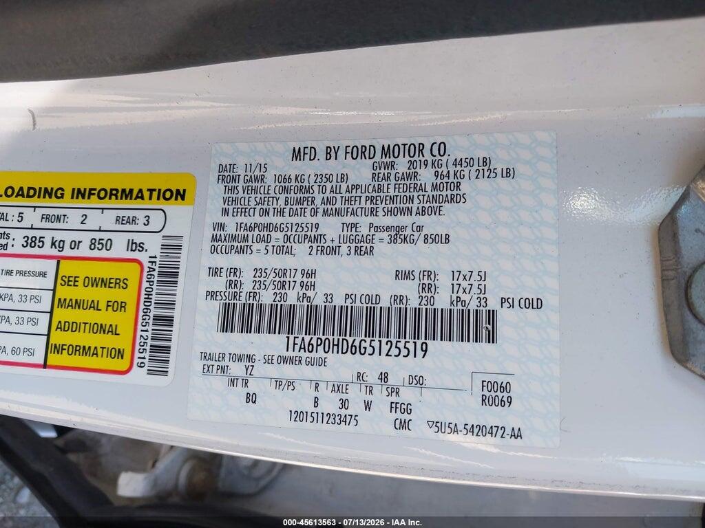 1FA6P0HD6G5125519 2016 FORD FUSION photo no. 9