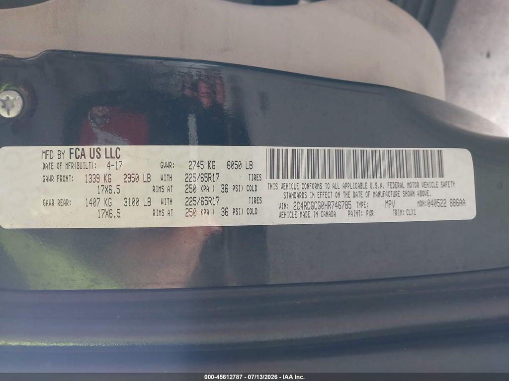 2C4RDGCG0HR746785 2017 DODGE GRAND CARAVAN photo no. 9