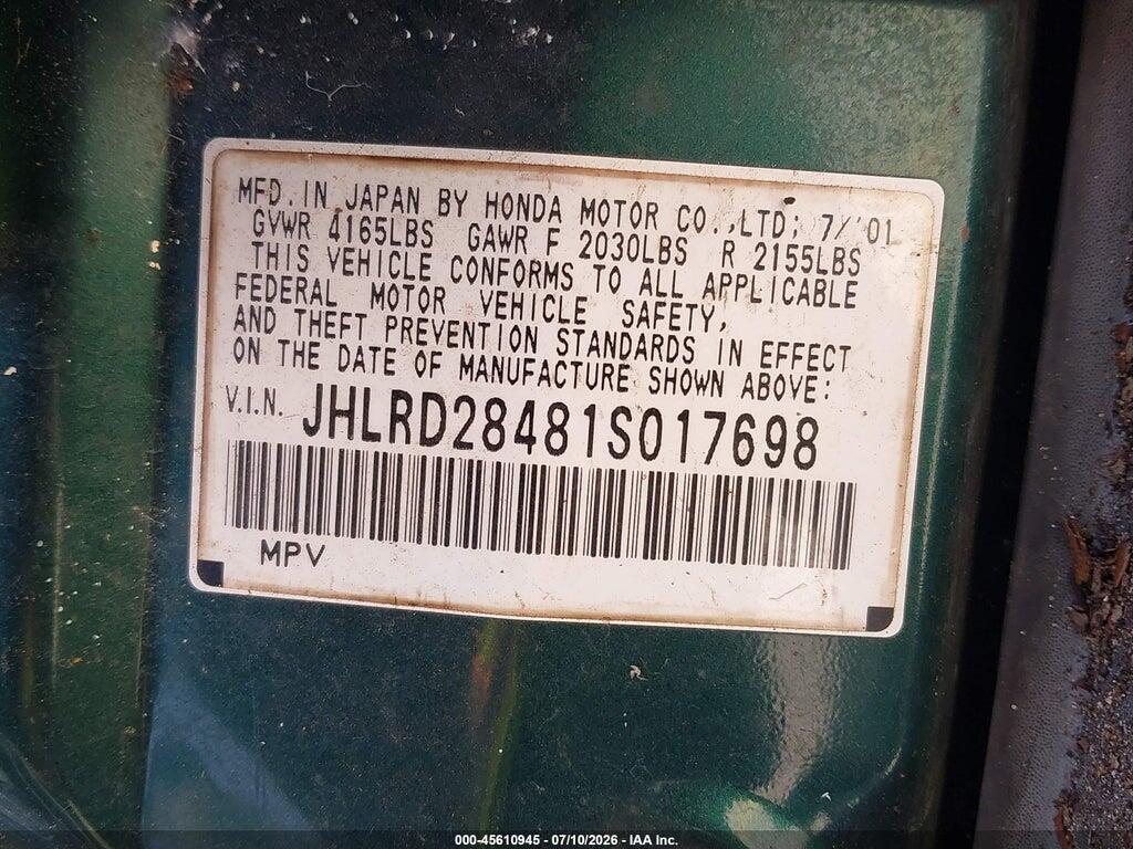 JHLRD28481S017698 2001 HONDA CR-V photo no. 9