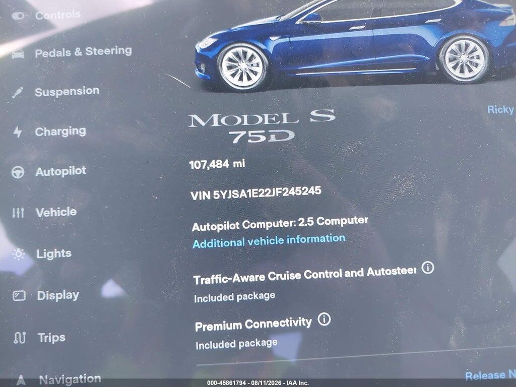 5YJSA1E22JF245245 2018 TESLA MODEL S photo no. 7