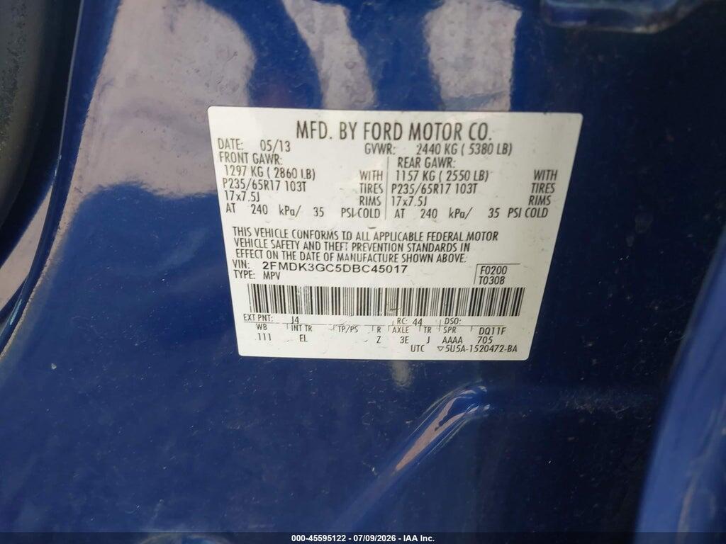 2FMDK3GC5DBC45017 2013 FORD EDGE photo no. 9
