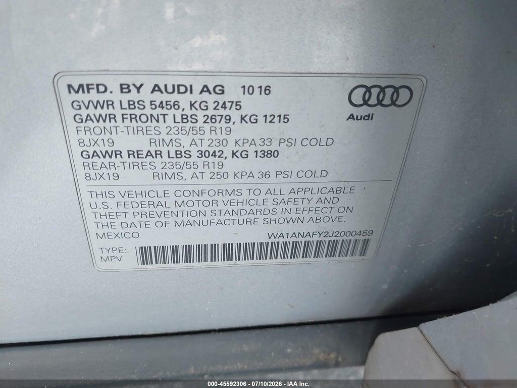 WA1ANAFY2J2000459 2018 AUDI Q5 photo no. 9