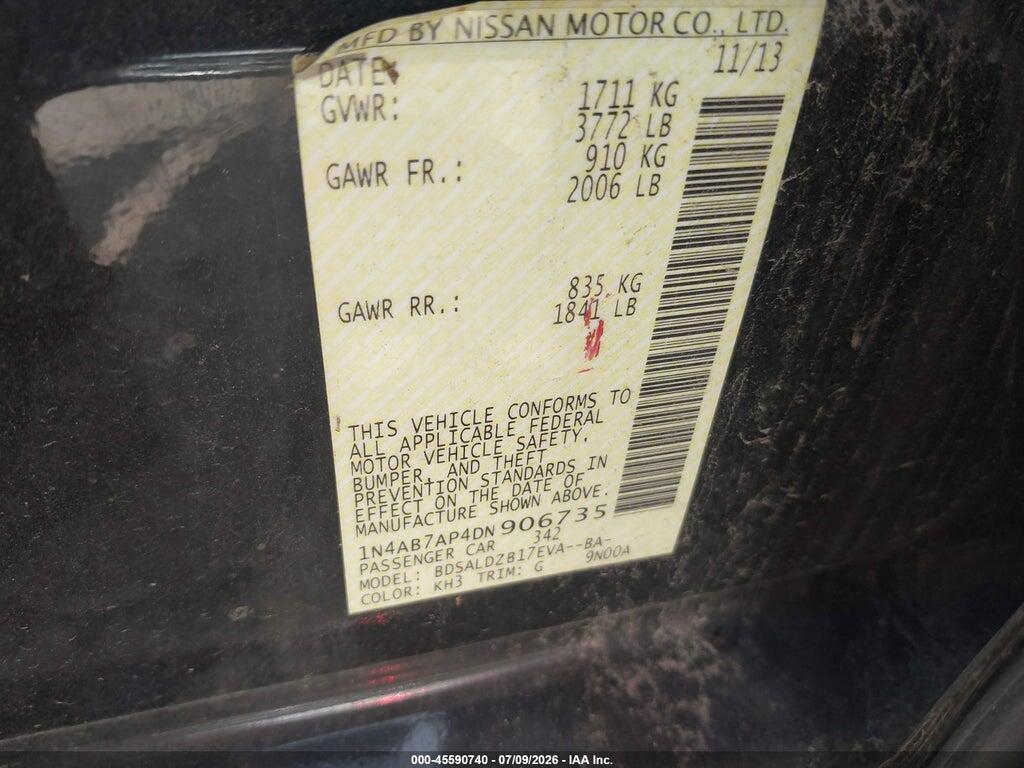 1N4AB7AP4DN906735 2013 NISSAN SENTRA photo no. 9