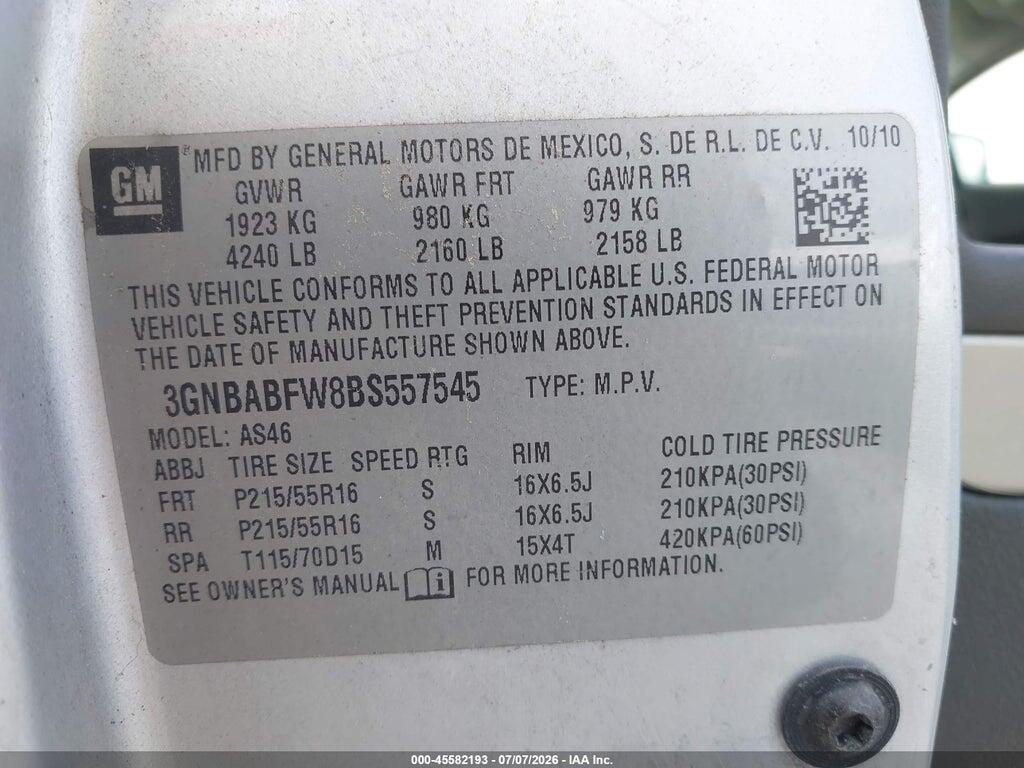 3GNBABFW8BS557545 2011 CHEVROLET HHR photo no. 9