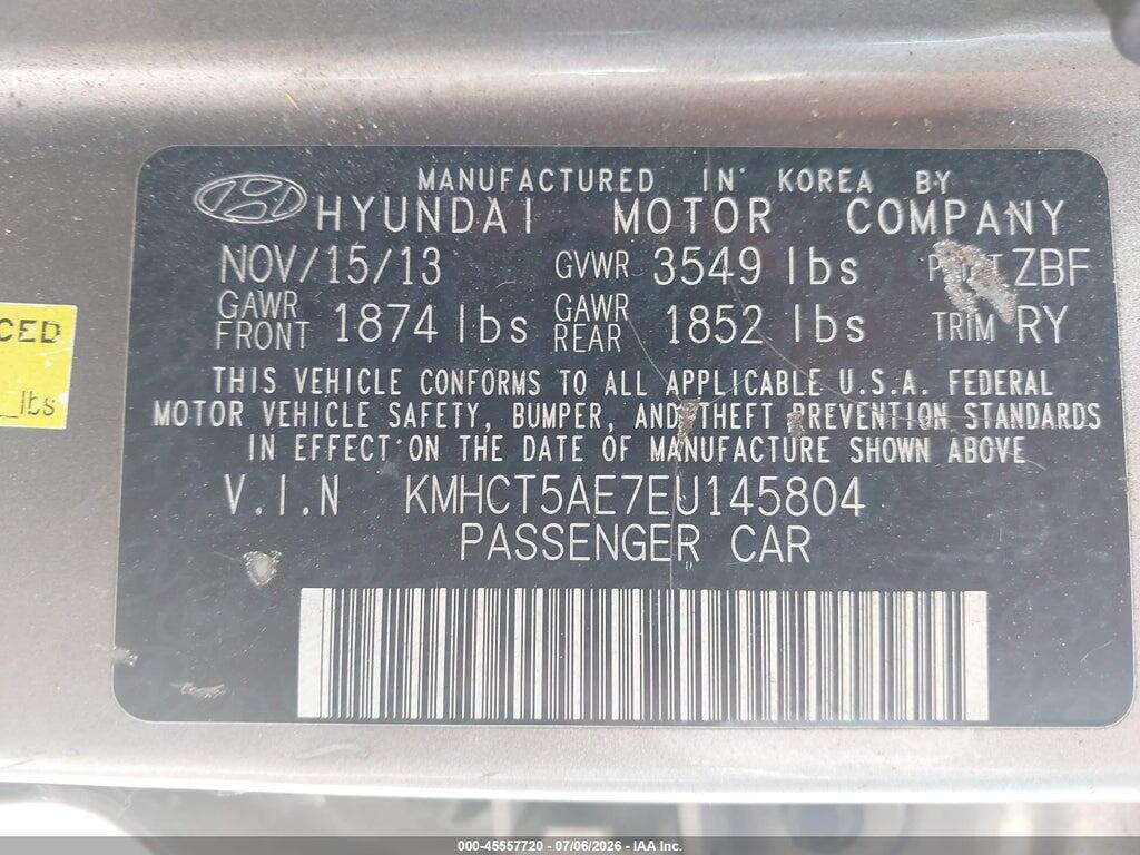 KMHCT5AE7EU145804 2014 HYUNDAI ACCENT photo no. 9
