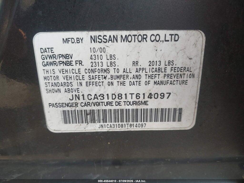 JN1CA31D81T614097 2001 NISSAN MAXIMA photo no. 9