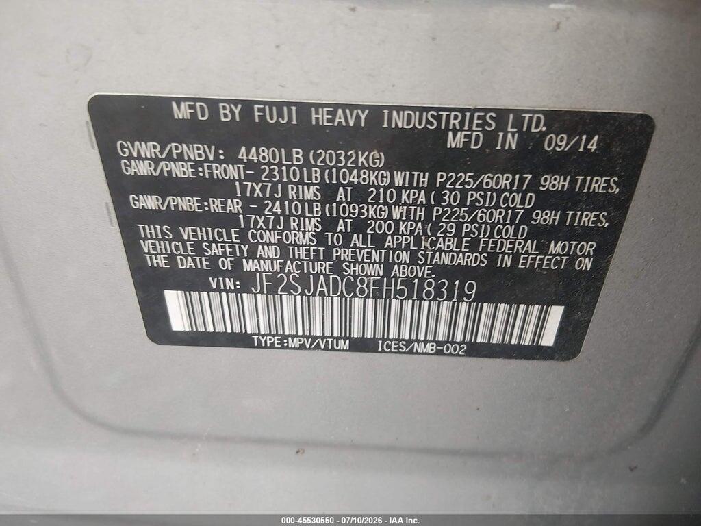 JF2SJADC8FH518319 2015 SUBARU FORESTER photo no. 9