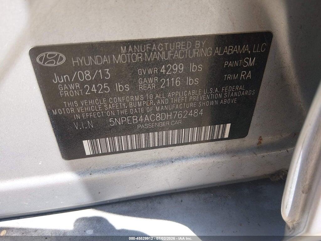 5NPEB4AC8DH762484 2013 HYUNDAI SONATA photo no. 9