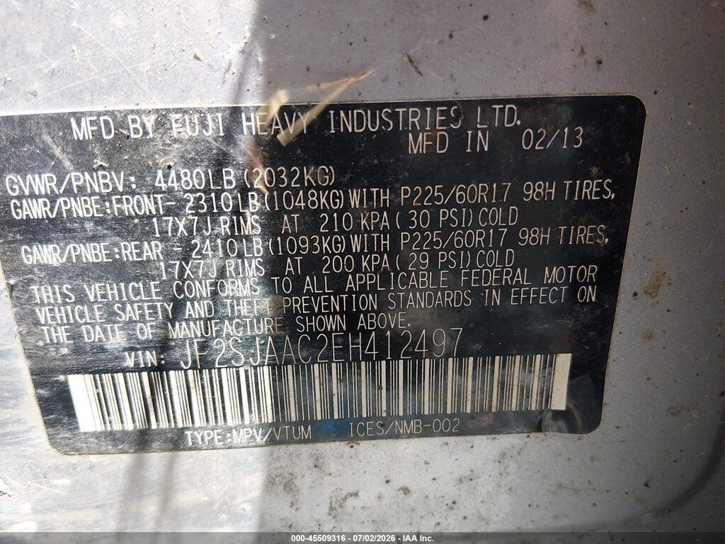 JF2SJAAC2EH412497 2014 SUBARU FORESTER photo no. 9