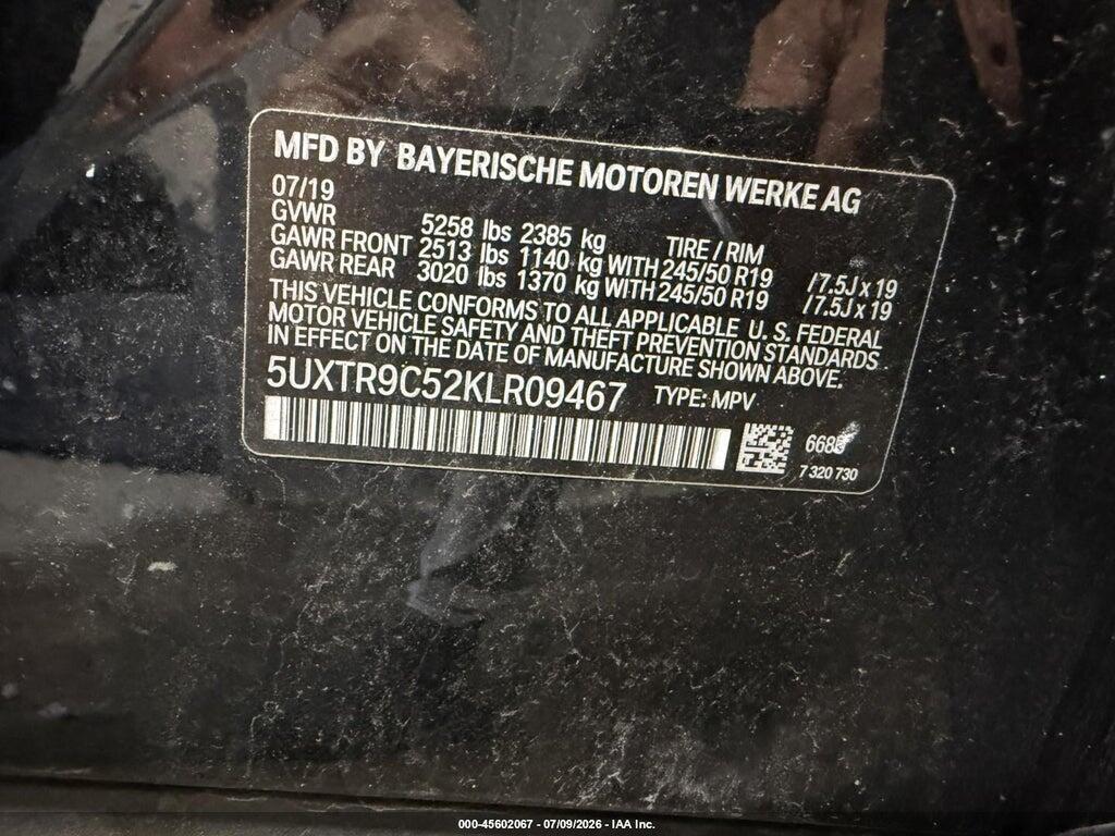 5UXTR9C52KLR09467 2019 BMW X3 photo no. 9