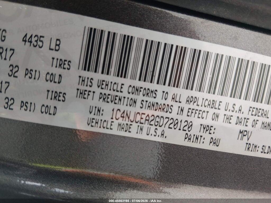 1C4NJCEA2GD720120 2016 JEEP COMPASS photo no. 9