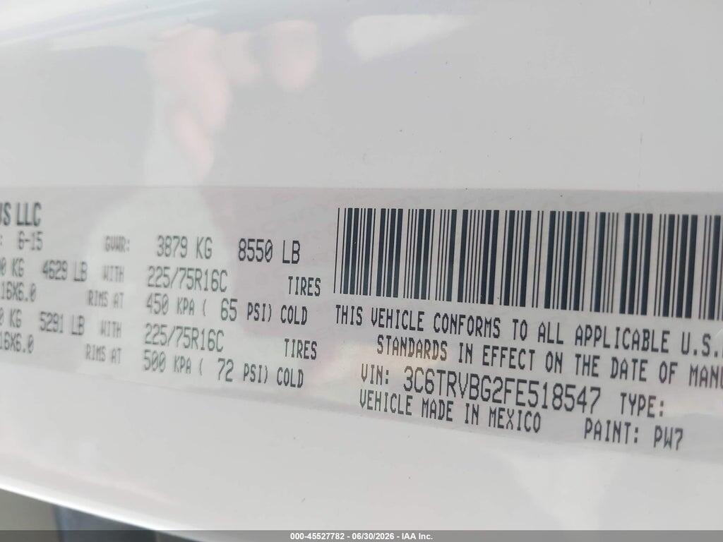 3C6TRVBG2FE518547 2015 RAM PROMASTER 1500 photo no. 9