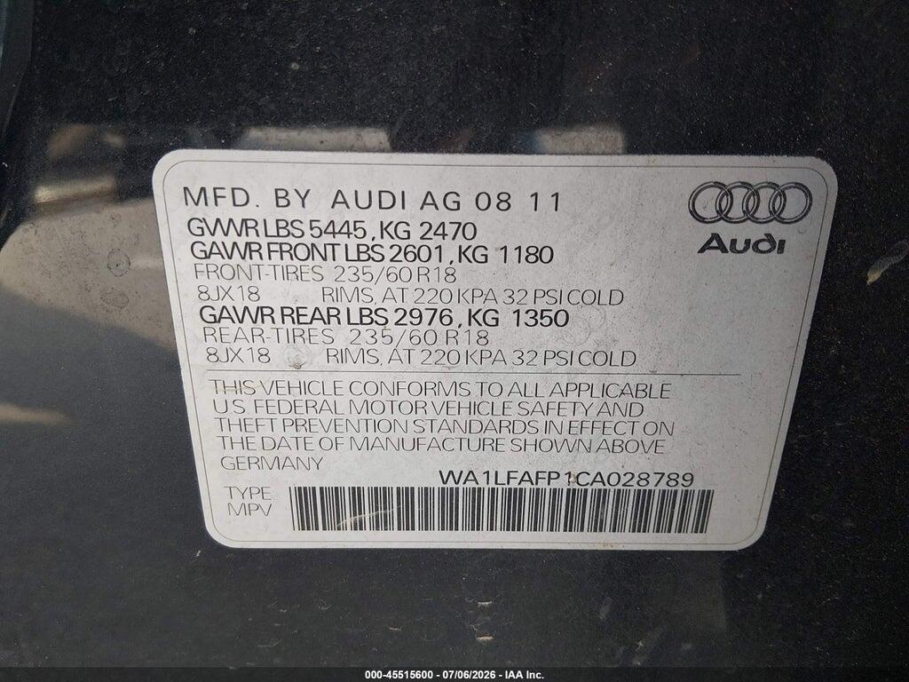 WA1LFAFP1CA028789 2012 AUDI Q5 photo no. 9