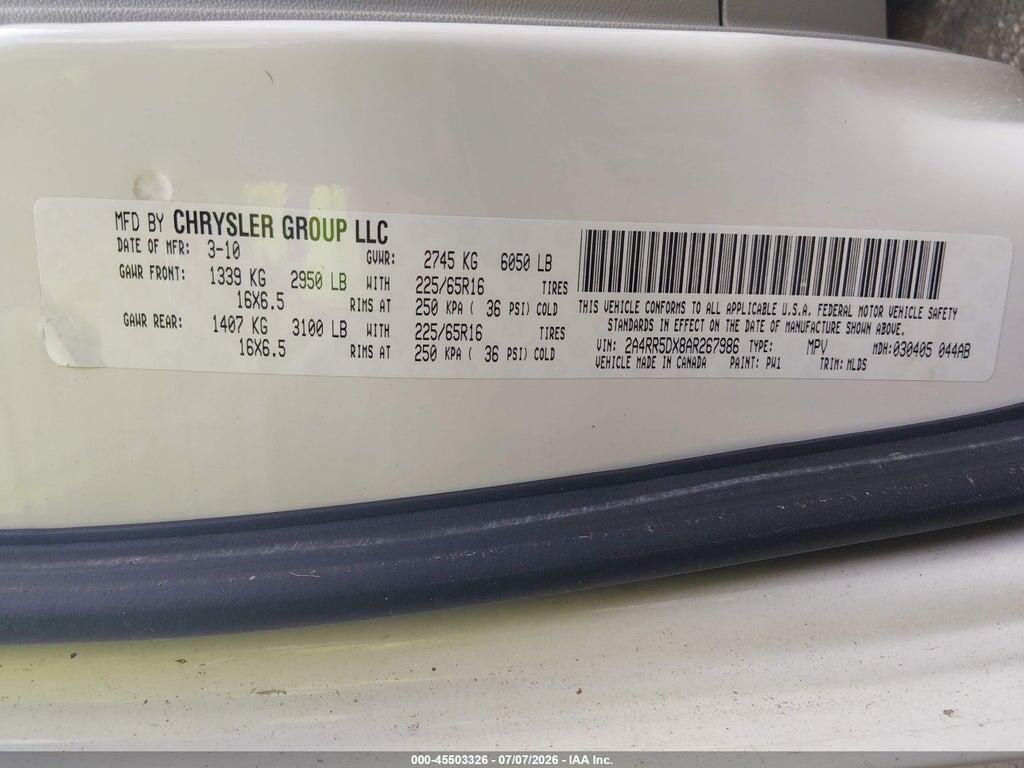 2A4RR5DX8AR267986 2010 CHRYSLER TOWN & COUNTRY photo no. 9