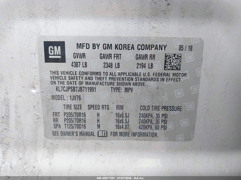 KL7CJPSB7JB711991 2018 CHEVROLET TRAX photo no. 9