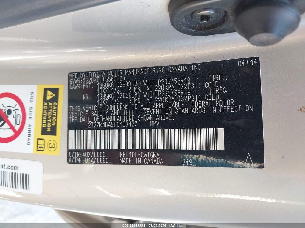 2T2ZK1BA9FC153127 2015 LEXUS RX 350 photo no. 9