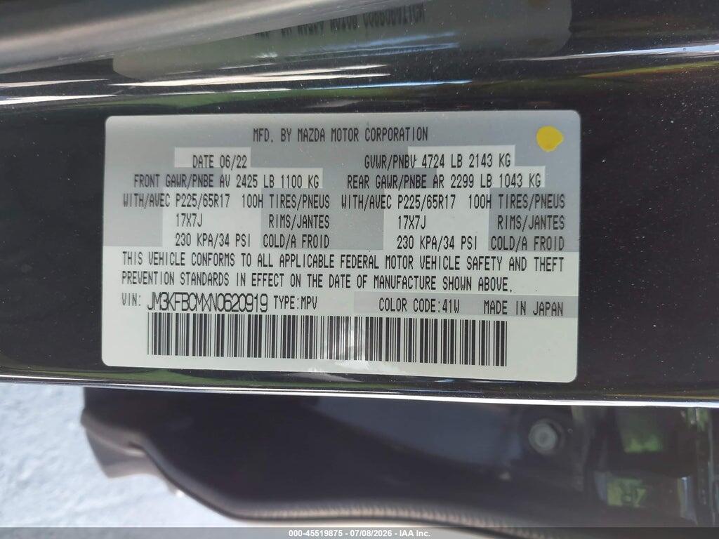 JM3KFBCMXN0620919 2022 MAZDA CX-5 photo no. 9