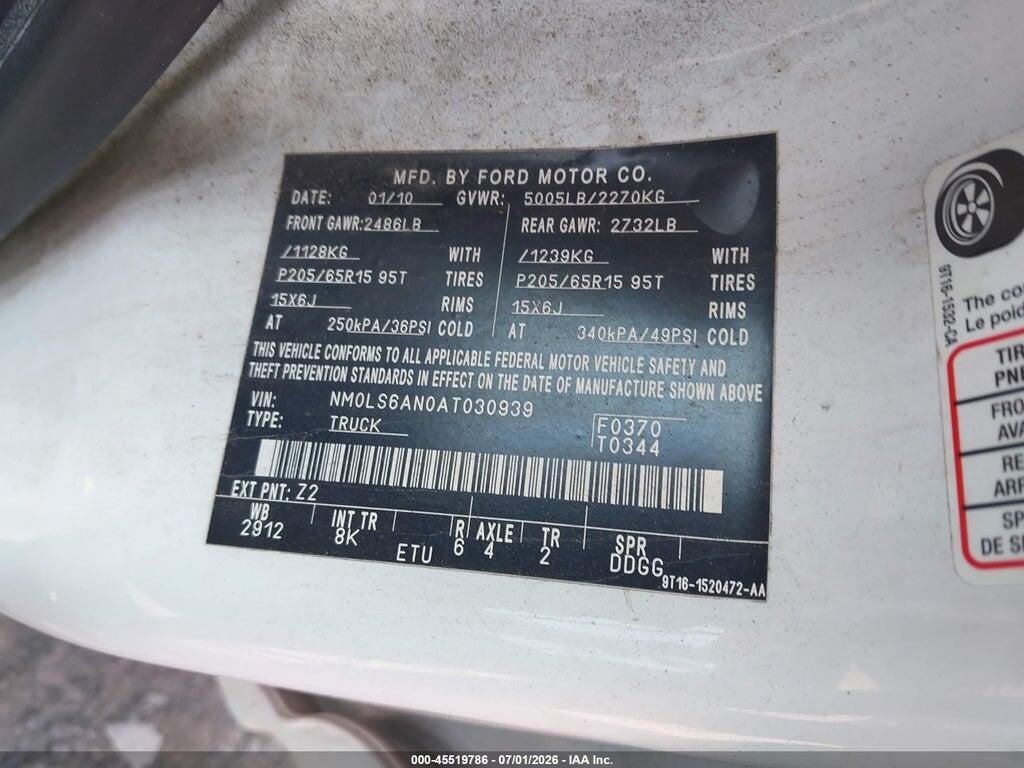 NM0LS6AN0AT030939 2010 FORD TRANSIT CONNECT photo no. 9
