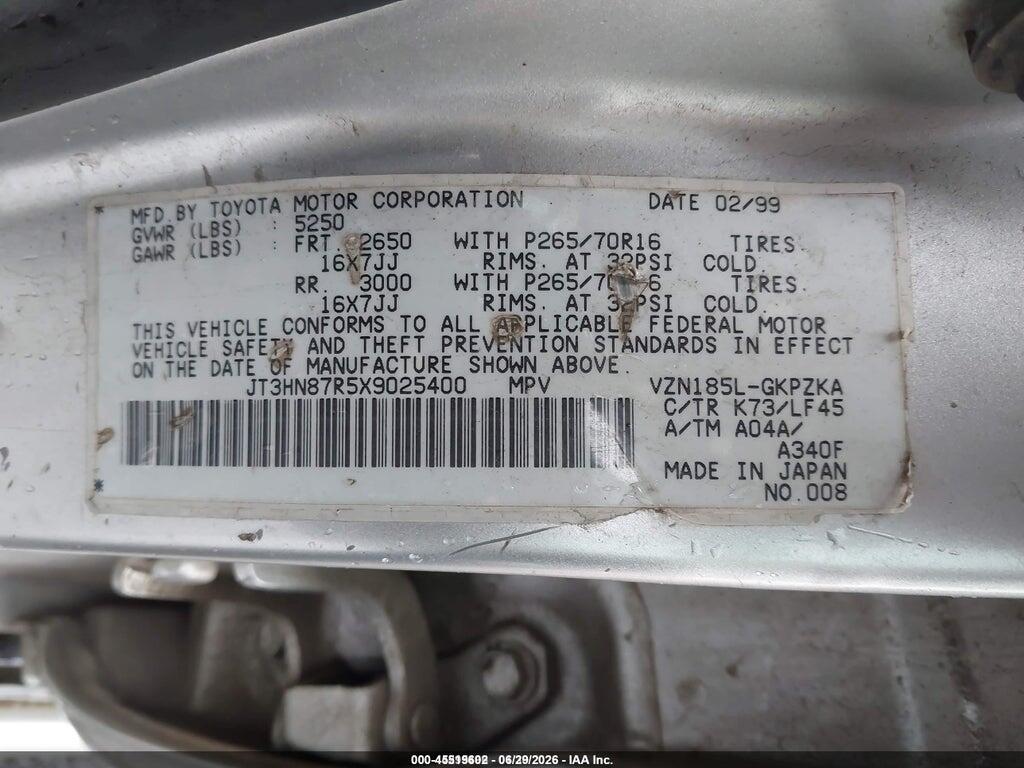JT3HN87R5X9025400 1999 TOYOTA 4RUNNER photo no. 9