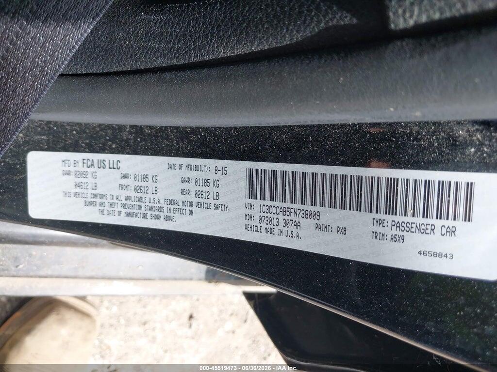 1C3CCCAB5FN738009 2015 CHRYSLER 200 photo no. 9