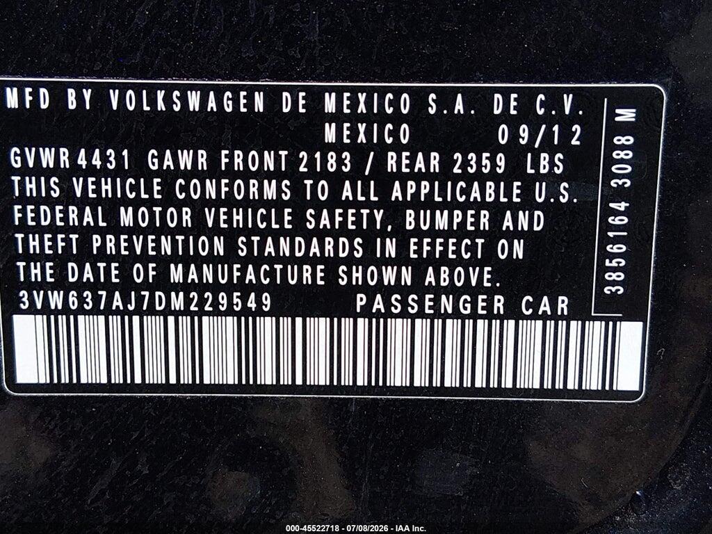 3VW637AJ7DM229549 2013 VOLKSWAGEN JETTA HYBRID photo no. 9