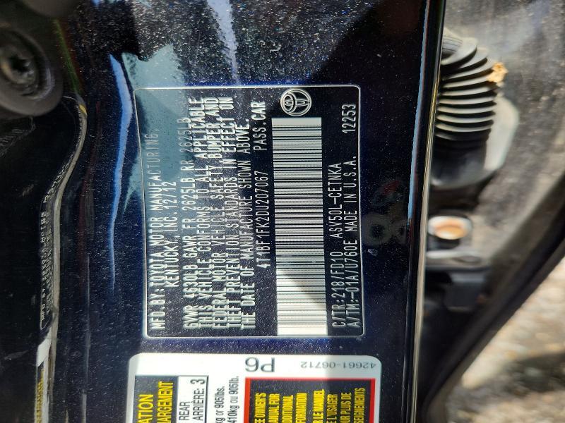 2013 TOYOTA CAMRY LE — Фото 12 из 12
