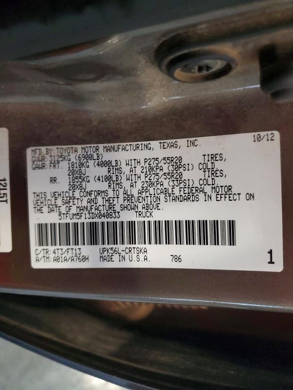 5TFUM5F13DX040833 2013 TOYOTA TUNDRA photo no. 12