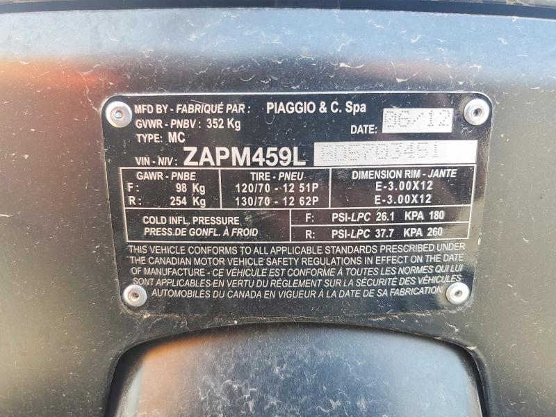 ZAPM459L8D5703451 2013 VESPA GTS photo no. 9
