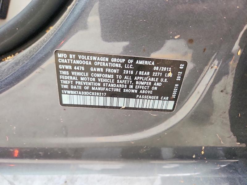 1VWBH7A33DC028217 2013 VOLKSWAGEN PASSAT photo no. 12