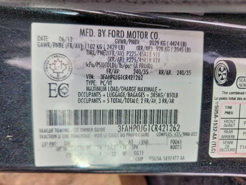 2012 FORD FUSION SEL — Фото 12 из 12